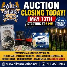 EDMONTON:  Timed Online Weekly Consignment Auction - May 13 @6pm