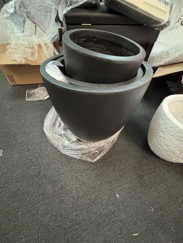 outdoor round planter pots set of 3 - Photo 4