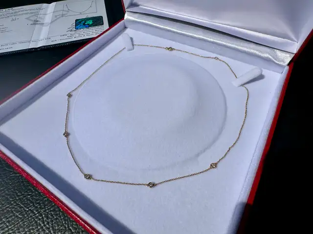 #791 - 14kt Yellow Gold, .30 Carat Diamond Necklace 20" - Photo 2
