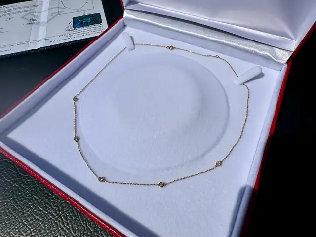 #791 - 14kt Yellow Gold, .30 Carat Diamond Necklace 20" - Photo 3