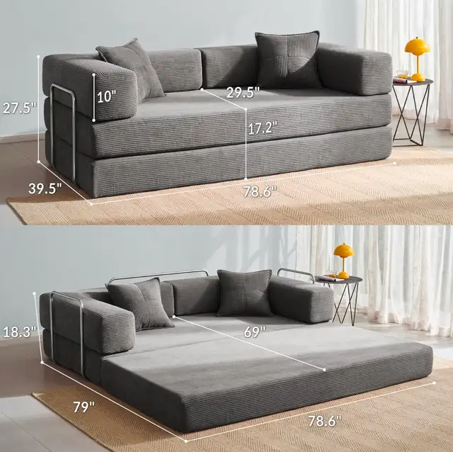 MOEYURO Convertible Foldable Floor Sofa Bed - Photo 3