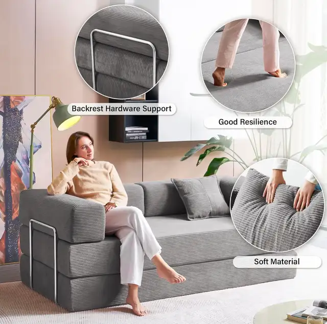 MOEYURO Convertible Foldable Floor Sofa Bed - Photo 7