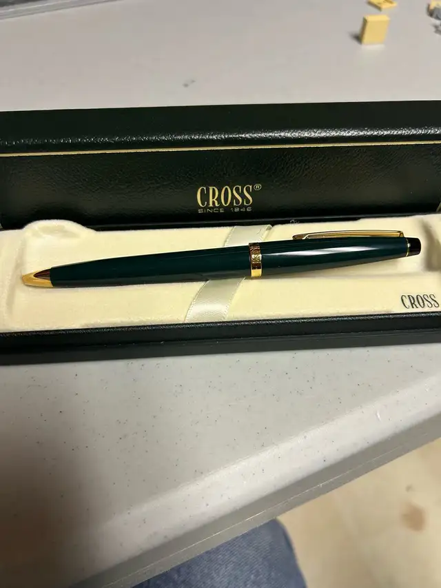 Dark Green & Gold Plated Cross, ball point pen