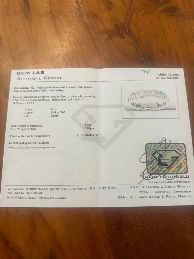 #793 - 14kt White Gold, 1.22 Carat Diamond Band, Size 5 - Photo 10