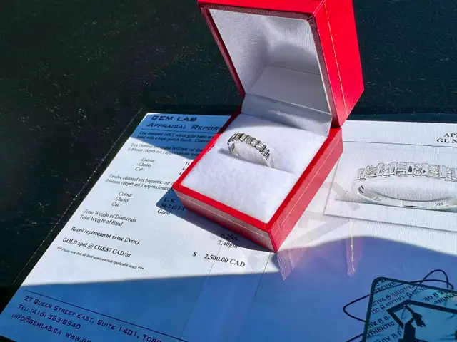 #788 - 14kt White Gold, 1/4 Carat Diamond Band, Size 5 3/4 - Photo 2