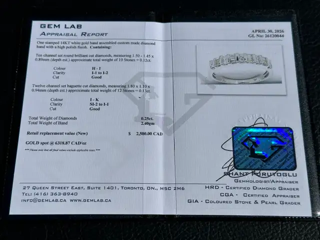 #788 - 14kt White Gold, 1/4 Carat Diamond Band, Size 5 3/4 - Photo 6
