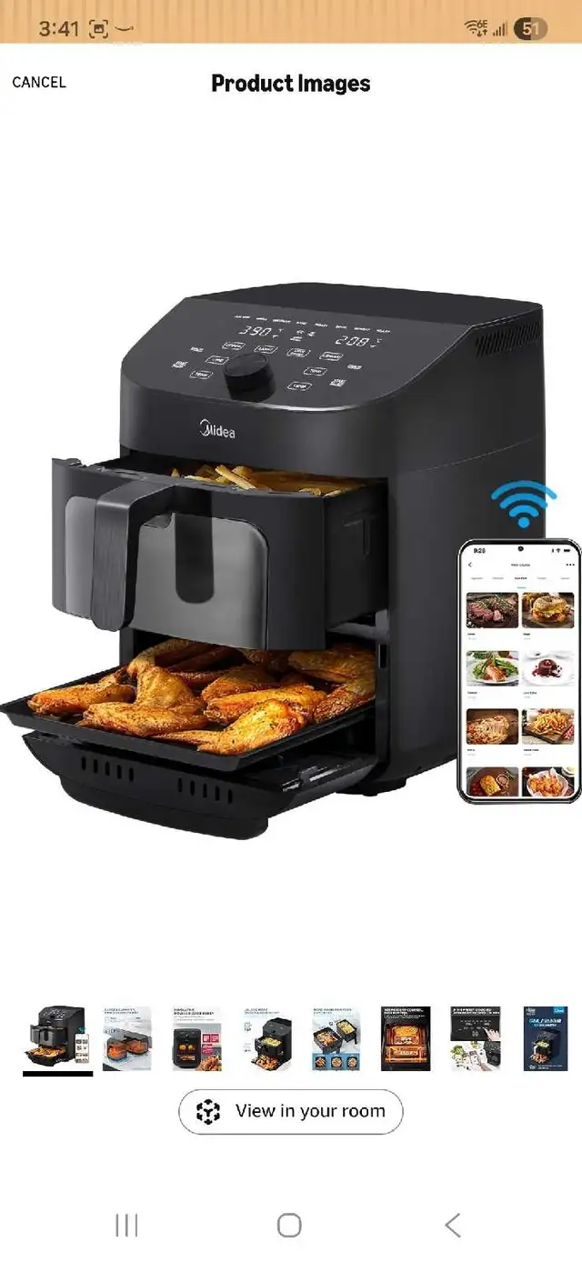 Brand new Midea Two-Zone Air Fryer Oven in sealed box.