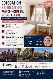 UdeM COLOC ETUDIANTES France MTL a partir $680 tout inclu