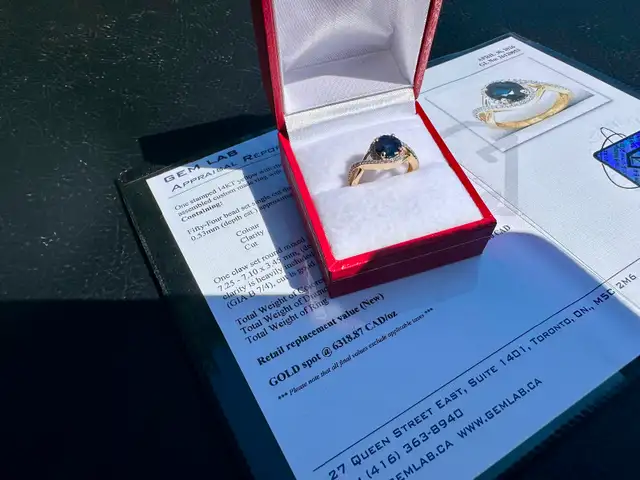 #786 - 14kt Yellow Gold, Sapphire & Diamond Ring, Size 6 - Photo 4