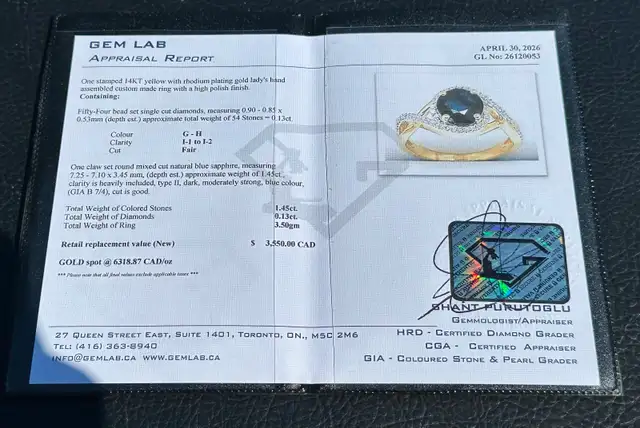 #786 - 14kt Yellow Gold, Sapphire & Diamond Ring, Size 6 - Photo 8