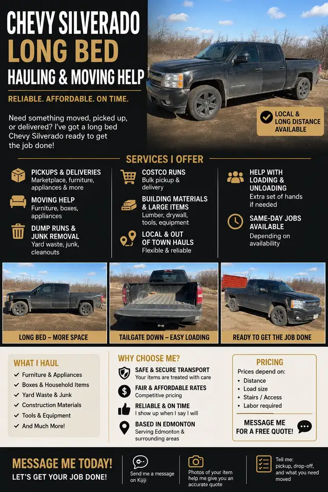 Chevy Silverado Long Bed Hauling & Moving Help