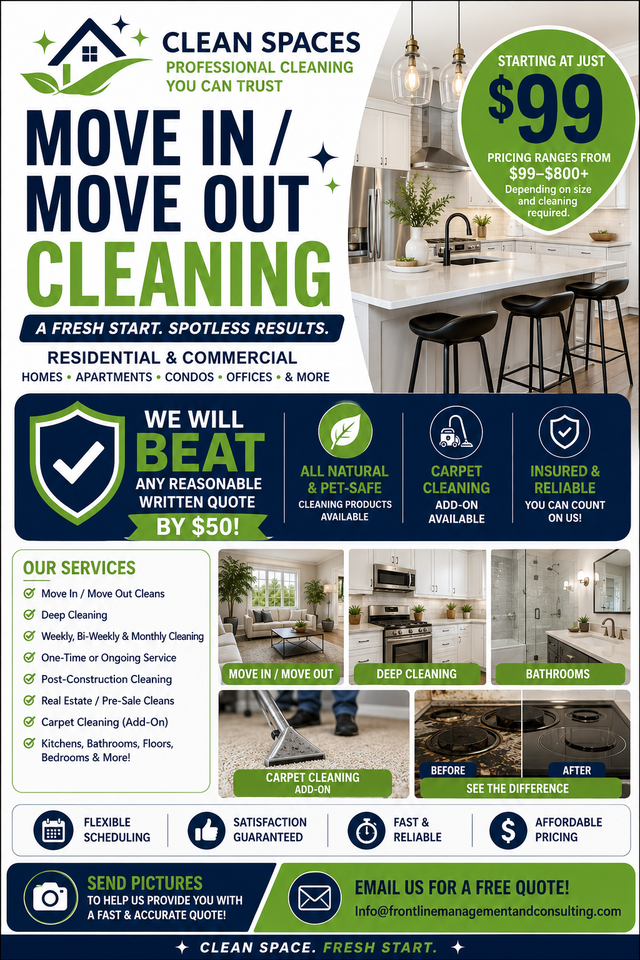 Move In / Move Out Cleaning Starting at $99 We Beat All Quotes