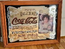 Vintage Coca Cola Mirrored wood framed bar sign