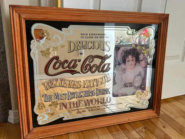 Vintage Coca Cola Mirrored wood framed bar sign - Photo 2