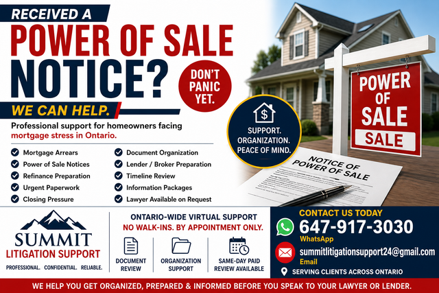 Received a Power of Sale Notice? Behind on Mortgage Payments?