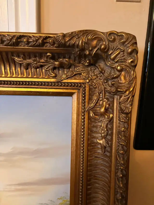 Original hand made oil painting on canvas gold antique frame  34 - Photo 2