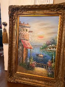 Original hand made oil painting on canvas gold antique frame  34 - Photo 4