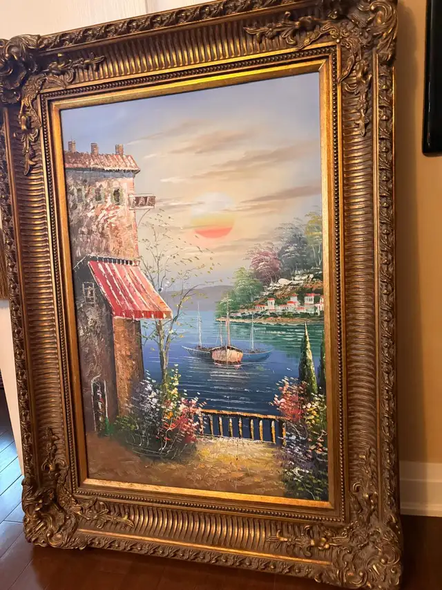 Original hand made oil painting on canvas gold antique frame  34 - Photo 5