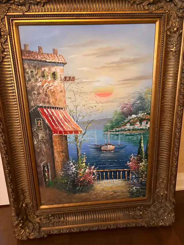 Original hand made oil painting on canvas gold antique frame  34 - Photo 6
