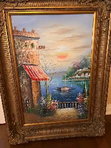 Original hand made oil painting on canvas gold antique frame  34 - Photo 6