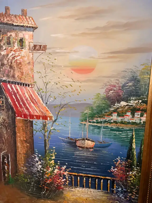 Original hand made oil painting on canvas gold antique frame  34 - Photo 7