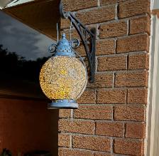 Rustic Hanging Lantern – in blue, upcycled - Photo 3