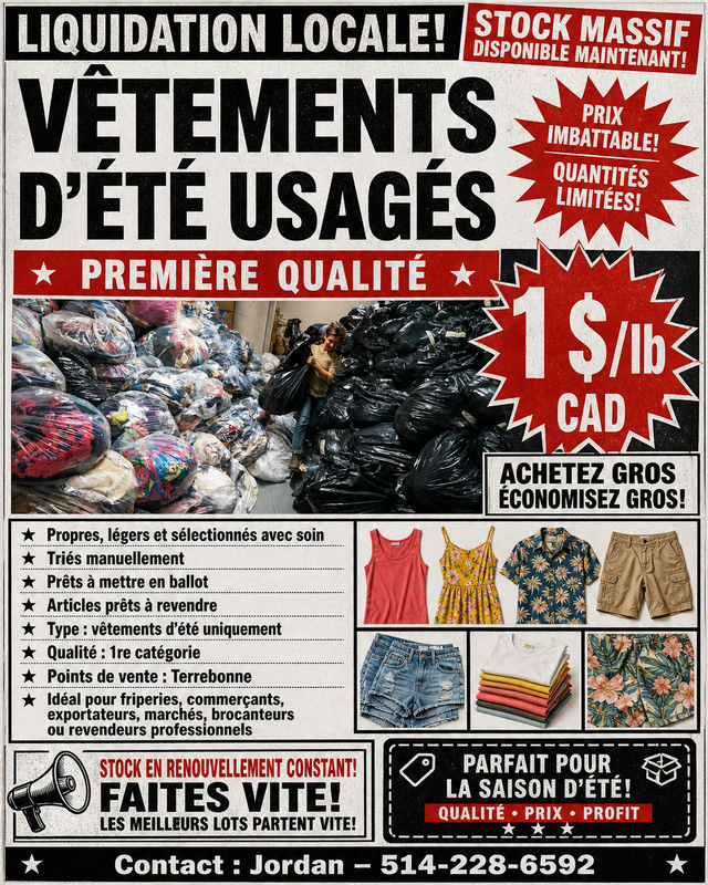 Lots vetements 1$/lb (deja tries) — pickup Terrebonne ou livrais