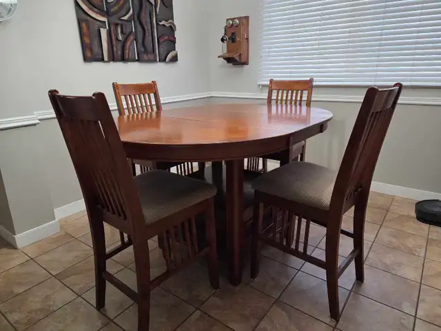 5 pc dining set counter height expandable w/ stoarge
