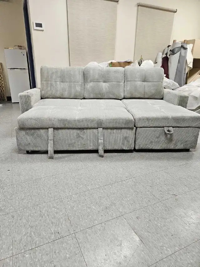 corduroy sectional sofa bed with free home delivery - Photo 2