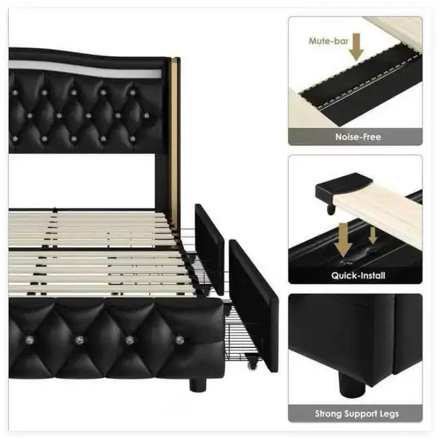 Brand New King Smart LED Platform Bed Frame with 4 Drawers  $259 - Photo 8
