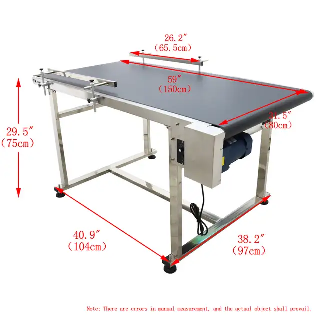 59''x 31.5''Powered Rubber PVC Belt Conveyor 110V 250W 230191 - Photo 8