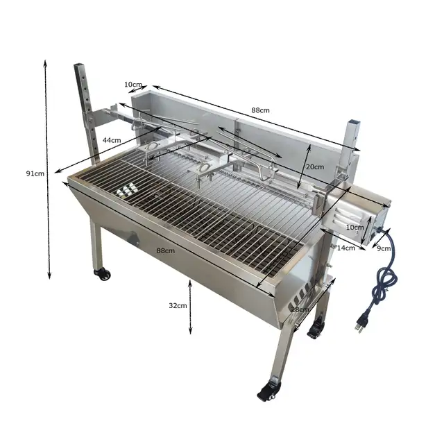 35inch Stainless Steel BBQ Pig Lamb Goat Spit Roaster 251119 - Photo 3