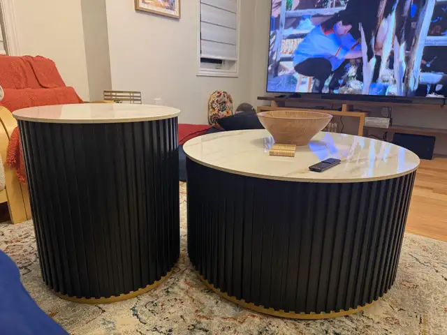 MODERN MARBLE COFFEE TABLE SET  2 TABLES ONLY $399