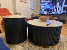 MODERN MARBLE COFFEE TABLE SET  2 TABLES ONLY $399