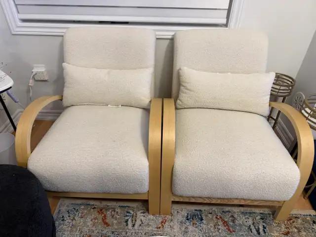 MODERN BOUCLÉ ACCENT CHAIRS  2 CHAIRS ONLY $299