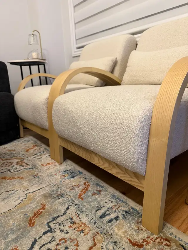 MODERN BOUCLÉ ACCENT CHAIRS  2 CHAIRS ONLY $299 - Photo 2
