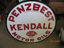 1982 PENZBEST KENDALL MOTOR OILS ENAMEL 2 SIDED SIGN $400