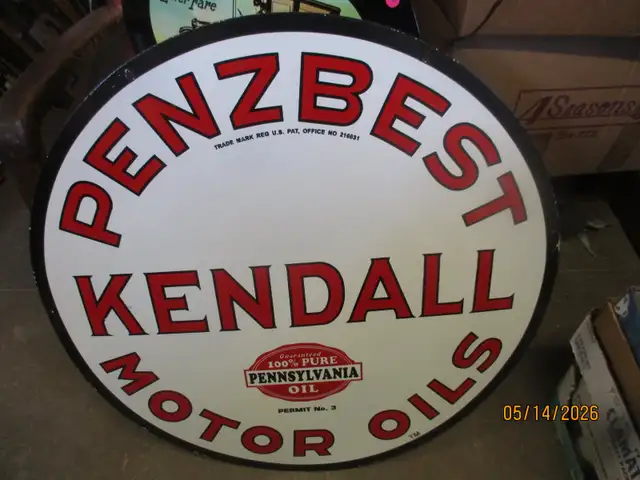 1982 PENZBEST KENDALL MOTOR OILS ENAMEL 2 SIDED SIGN $400 - Photo 2