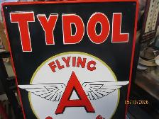 TYDOL FLYING A GAS MOTOR FUEL EMBOSSED TIN SIGN $80 MANCAVE WALL - Photo 2