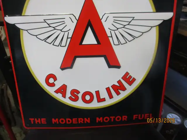 TYDOL FLYING A GAS MOTOR FUEL EMBOSSED TIN SIGN $80 MANCAVE WALL - Photo 3