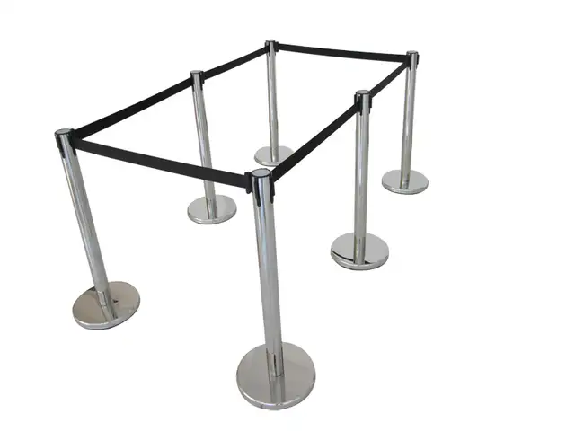 6PCS Stanchions Public Posts Barriers Retractable Belt 170520 - Photo 2