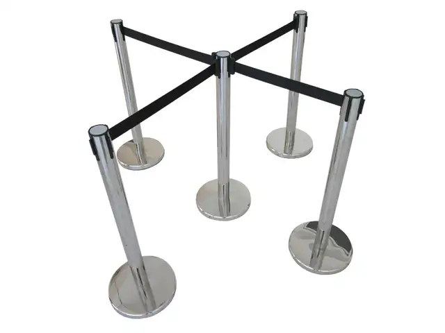 6PCS Stanchions Public Posts Barriers Retractable Belt 170520 - Photo 3