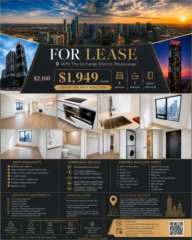 1 bedroom condo apartment mississauga - Photo 2