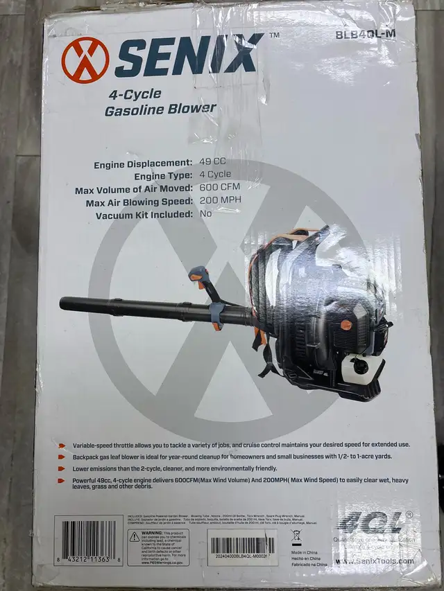 SENIX 4 CYCLE GASOLINE LEAF BLOWER IN BOX - Photo 2