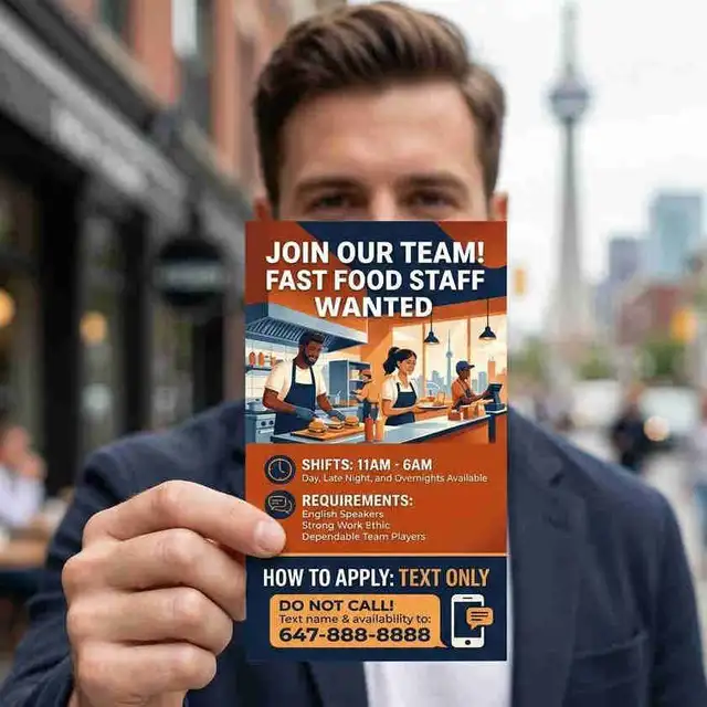 Hiring Food Staff (Day & Night Shifts) - Scarborough, Ontari