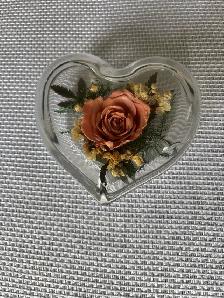 Freeze-Dried Rose in Glass Heart $35obo.