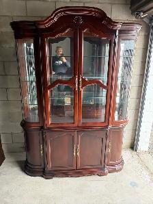 Free delivery used Vintage Wooden Curio Display Cabinet