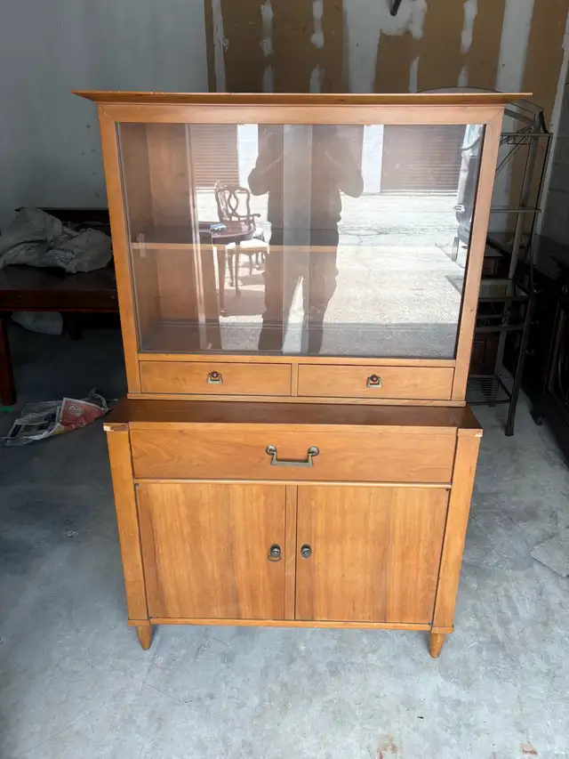 Free delivery antique Vintage Wooden China Cabinet (1950-1960)