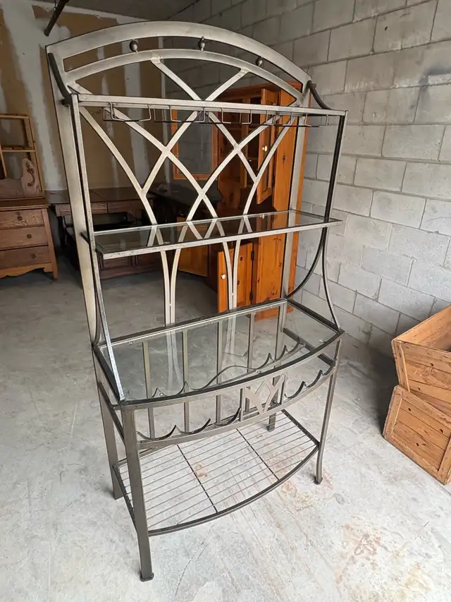 Free delivery used Metal Bakers Rack with Glass Shelves - Photo 4