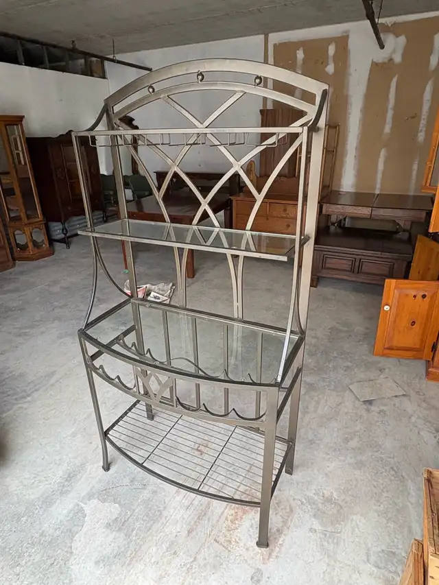 Free delivery used Metal Bakers Rack with Glass Shelves - Photo 5